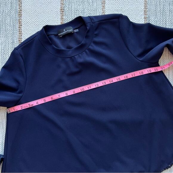 Pomander Place Tuckernuck Navy Crewneck Long Sleeves Blouse Women’s Size Large - Picture 7 of 10